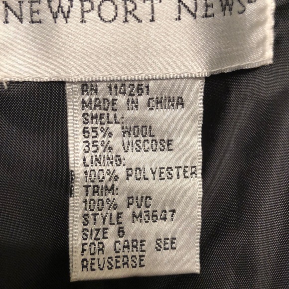 Newport News Black with Faux Leather Trim Pea Coat size 6 - Picture 6 of 6